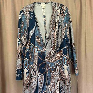 Chico's Faux Suede Paisley Jacket EUC